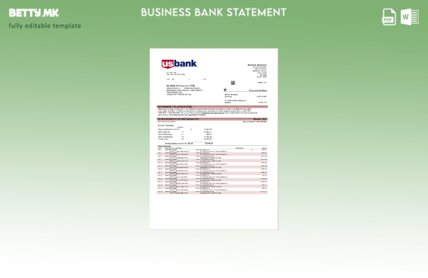 Модерен стил Извод на сметката на организацијата на американската банка Шаблон W